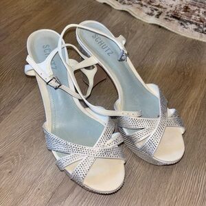 SCHUTZ Silver Strappy Heels KEEFA